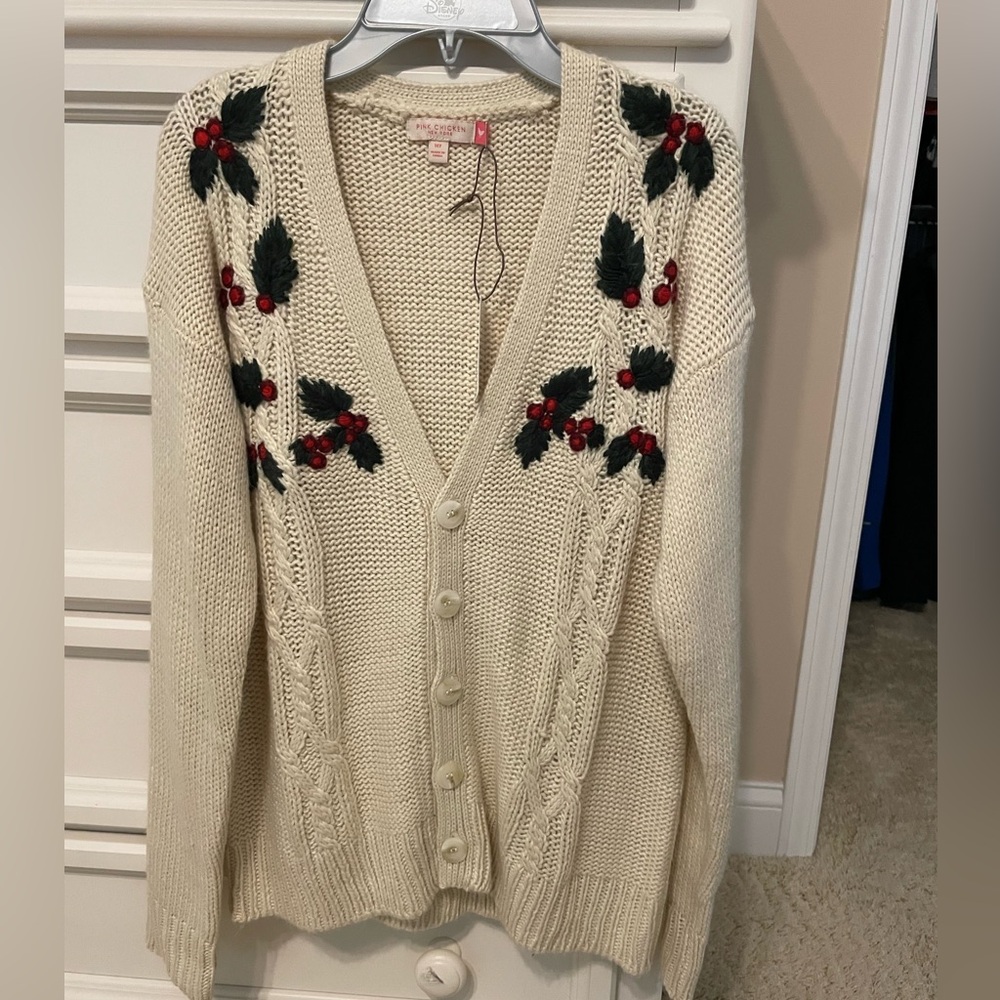 Pink chicken Holly sweater size 14 nwt